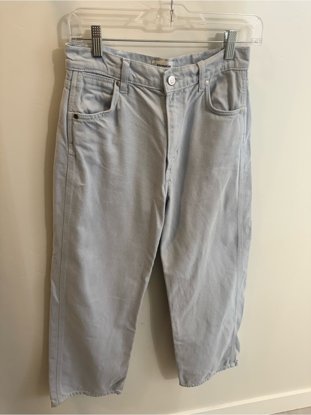 Reformation Cowboy High Rise Wide Leg Ankle Length Jeans in Powder Wash Size 26